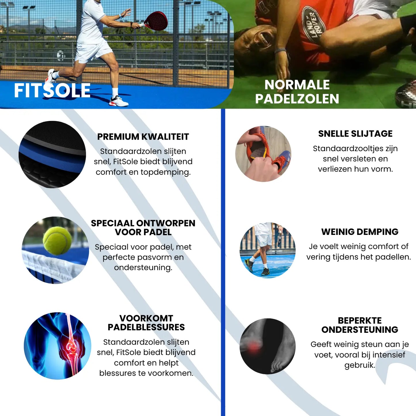 FitSole® Padel Zolen | 1 + 1 Gratis! FitSole